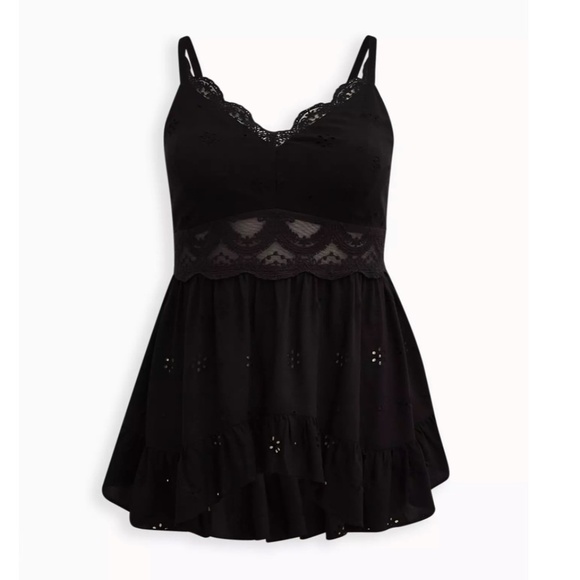 Torrid Womens Y2K Babydoll Top Sz 1 - 1X 16 Romantic Festival Lace Boho Peasant - Picture 6 of 12